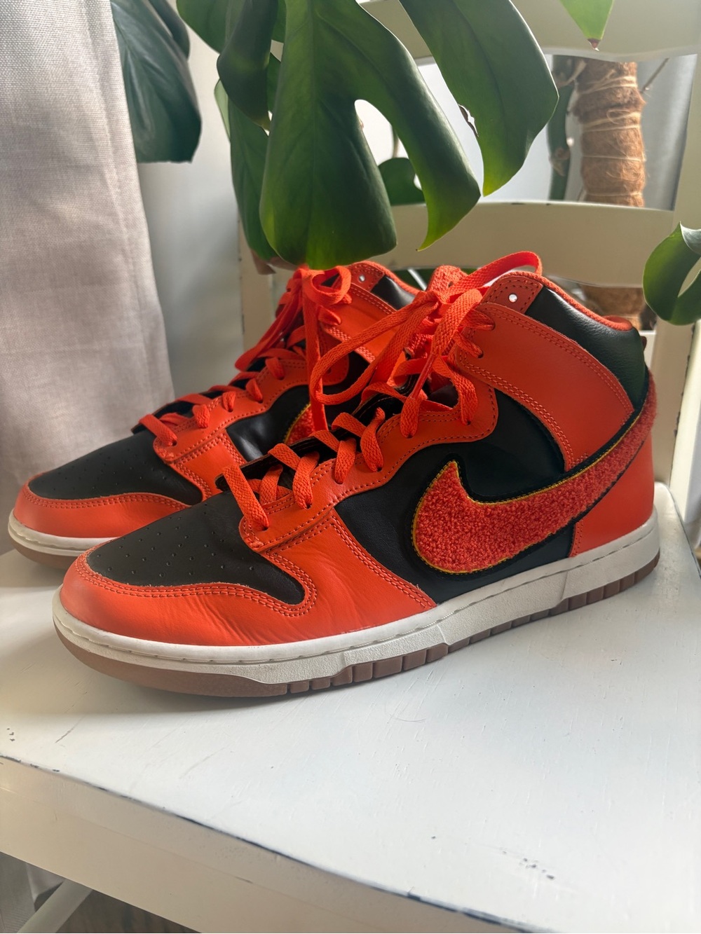 Size 11 - Nike Dunk High Chenille Swoosh - Safety Orange